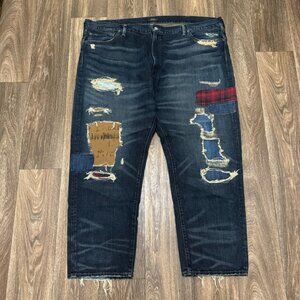 Polo Ralph Lauren Patchwork Jeans Men's 48Bx30 Varick Slim Straight Dark Wash